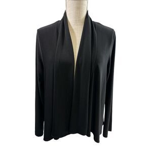 Sun Kim Women's Open Front Cardigan Lagenlook Jacket Size L Black Made In USA
